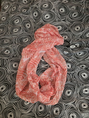 Coral scarf new, Infinity brand, white and orange