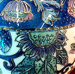  Vintage Delf hand made βάζο πορσελάνης ανάγλυφο επισμαλτωμένο.με υπέροχα σχέδια και χρώματα…Άθικτο!