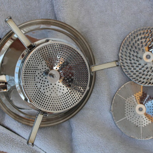 French stainless steel vegetable mill with 3 discs
