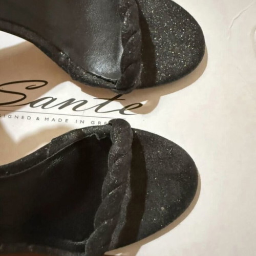 Sante black glitter high-heeled sandals, like new, size 38