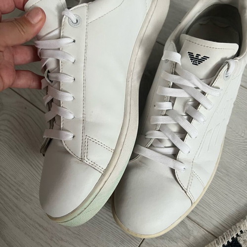 Emporio Armani EA7 men's white leather shoes used, size 46