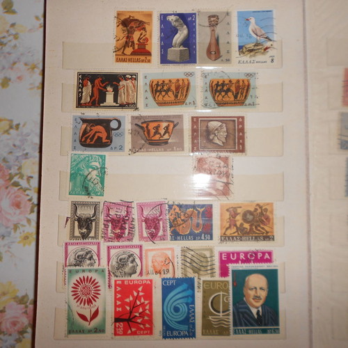 Stamp album old, Greek and foreign stamps