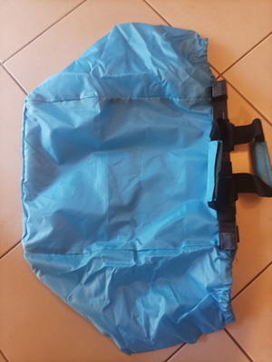 Shopping bag with plastic hooks for supermarket cart, blue, new