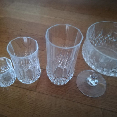Crystal glasses used, set of 34 pieces