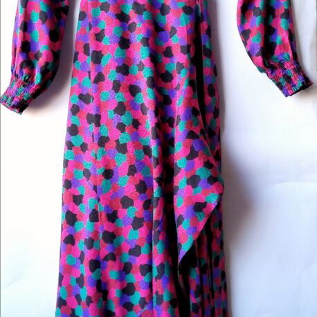 Sezane Asia silk maxi wrap dress used, colorful mosaic print
