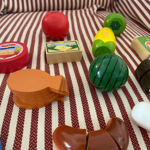 Wooden assorted toy foods like new