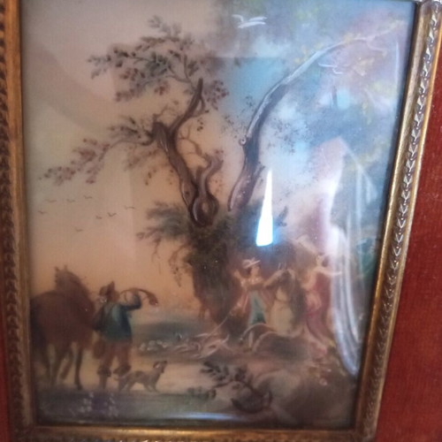 Antique painting used with wooden frame