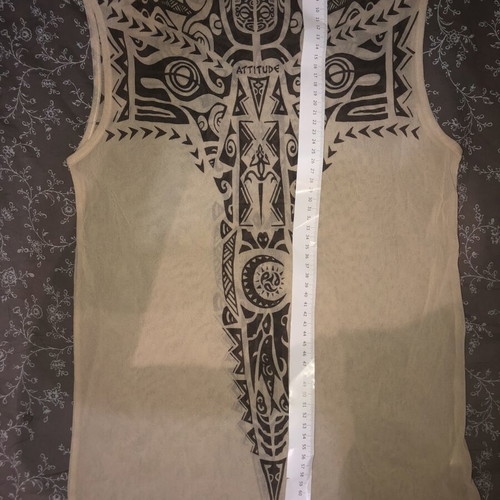 Uno Due Tre Unisex Tribal Mesh Sleeveless Top Small, like new