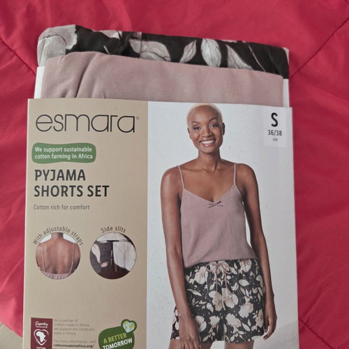 Esmara pyjama shorts set new, black and pink, size S