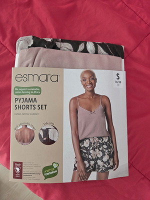 Esmara pyjama shorts set new, black and pink, size S