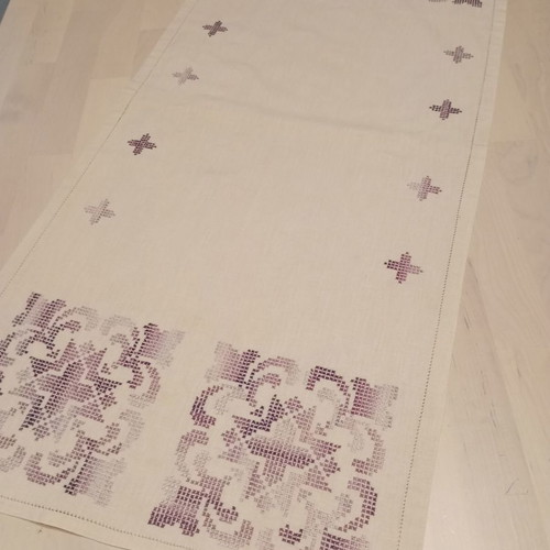 Embroidery set of 3 handmade cross-stitch and ajour pieces