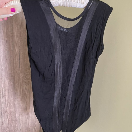 Bodysuit black used with transparent neckline and small damage