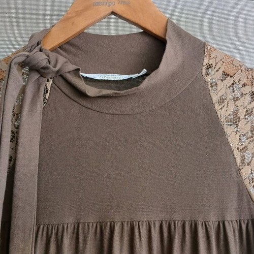 Summer elastic mako dress used, beige brown, size XXXL
