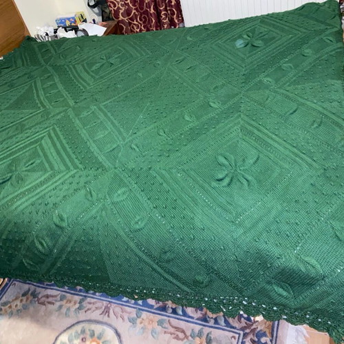 Handmade knitted vintage blanket used, wool yarn