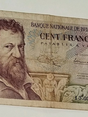 Χαρτονόμισμα 100 Φράγκα Βελγίου μεταχειρισμένο, 13.3.70