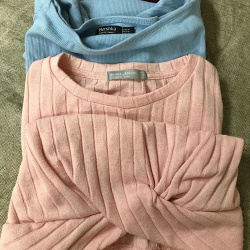 Bershka tops set size M like new, pink and turquoise