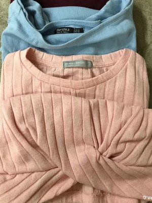 Bershka tops set size M like new, pink and turquoise
