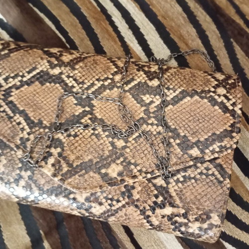Shoulder bag like new, 25 cm with chain strap, beige and brown