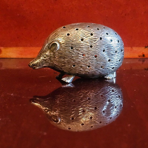 Edwardian silver pin cushion used in hedgehog shape