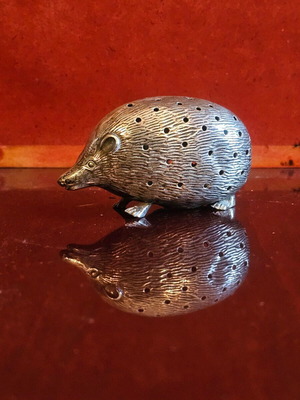 Edwardian silver pin cushion used in hedgehog shape