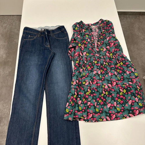 Jeans and floral dress for 10-year-old girl used, Orchestra and Dpam
