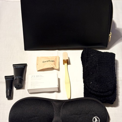 Lanvin men's toiletry bag new with travel cosmetics, black-brown