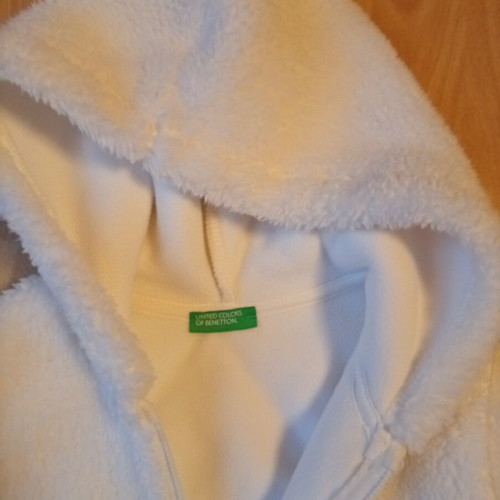 Benetton girls' fur jacket like new, size 4 years 104 cm, white