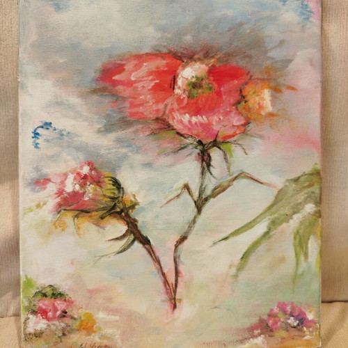 Original Acrylic Painting Flowers by M. Psiacha like new