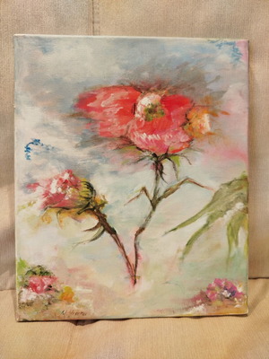 Original Acrylic Painting Flowers by M. Psiacha like new