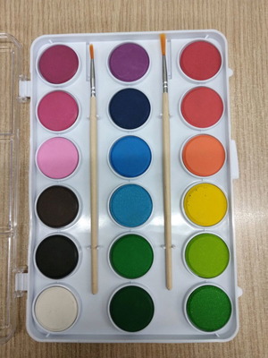 Watercolors new, 18 colors with two brushes