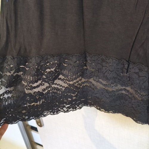 Black sleeveless dress slip style with lace hem one size new