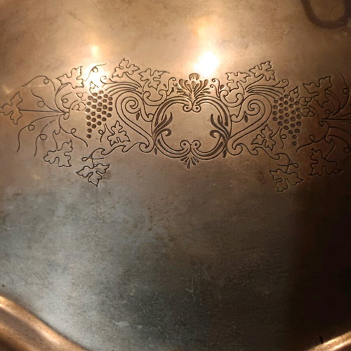 Silver-plated vintage tray new, oval with handles and design