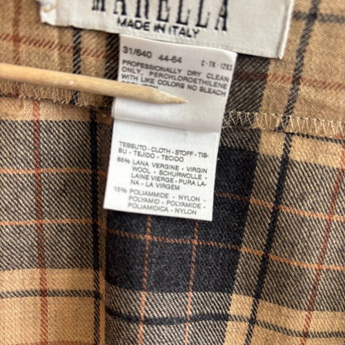 Marella vintage tartan wrap skirt like new, camel and black
