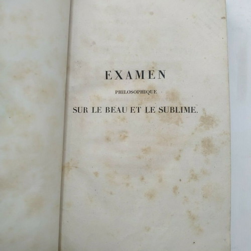 Philosophy Book Examen Philosophique sur le Beau et le Sublime 1823
