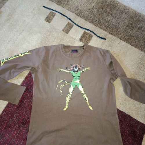 Zara long-sleeve shirt brown like new, size large with Phoenix figure