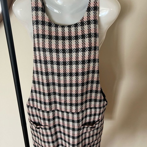 Zara trf checked salopette dress L like new, black and pink