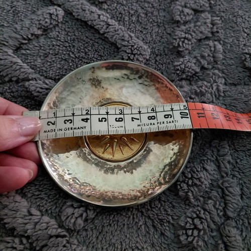 Silver collection plate like new with Vergina Sun