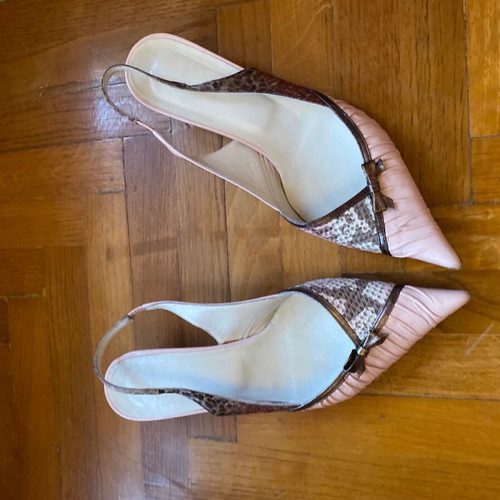 Tsakiris Mallas vintage Y2K coquette heels used, beige and pink
