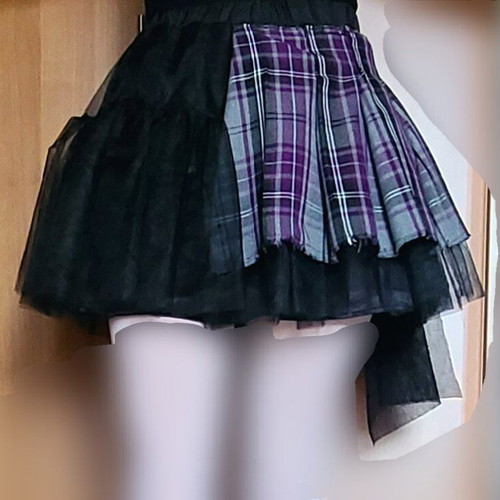 Petticoat tartan skirt used, goth punk handmade details