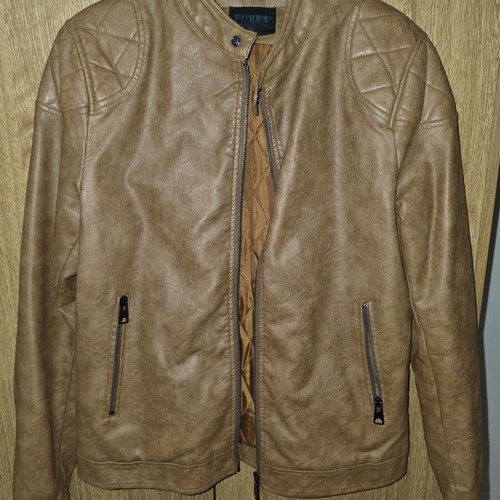 Forex men's faux leather jacket brown size M used with minor collar flaws