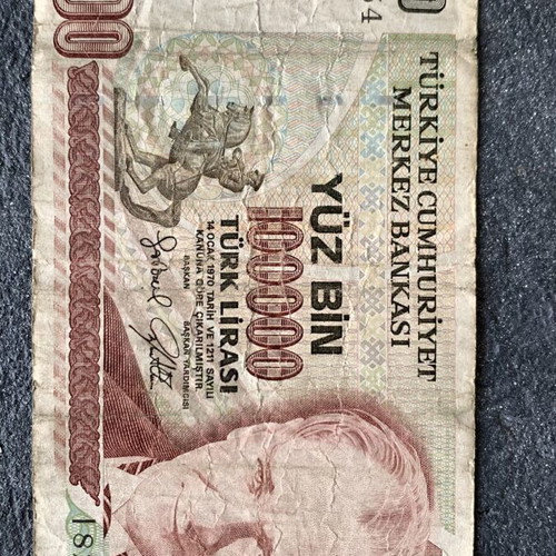 Banknote used, Turkish 100000 lira