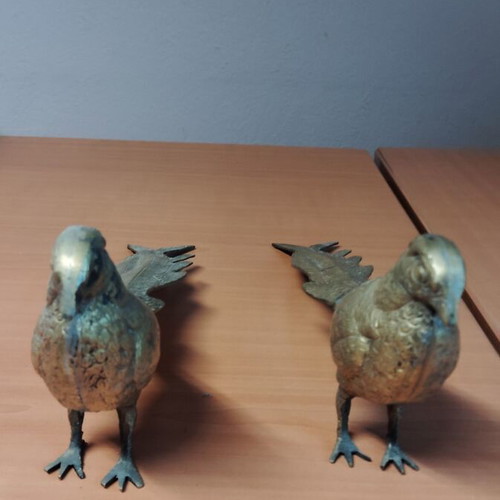 Bronze Pheasant Set of 2 from Italy 1960-70 used, collectible