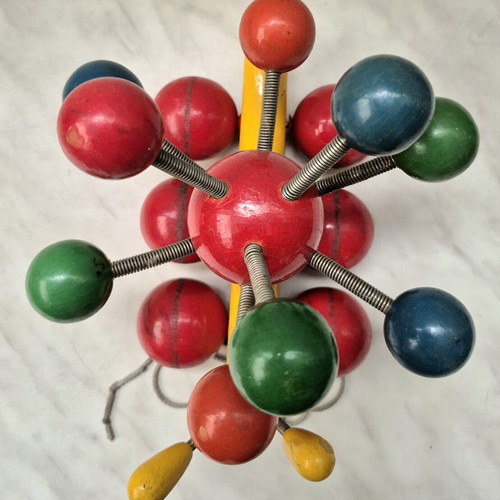 Vintage Wooden Kouvalias Pull Toy used, made in Greece