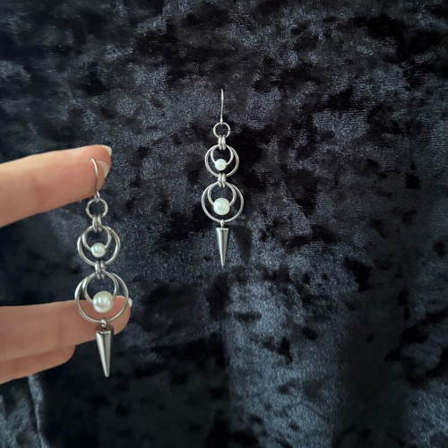 Dangling earrings new with hoops, pearls and spikes