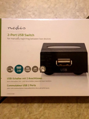 Switch 2 USB B σε 1 USB A νέο, μεταλλικό, μαύρο
