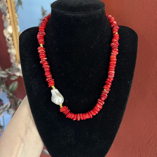 Handmade necklace with natural stones and unique boho design