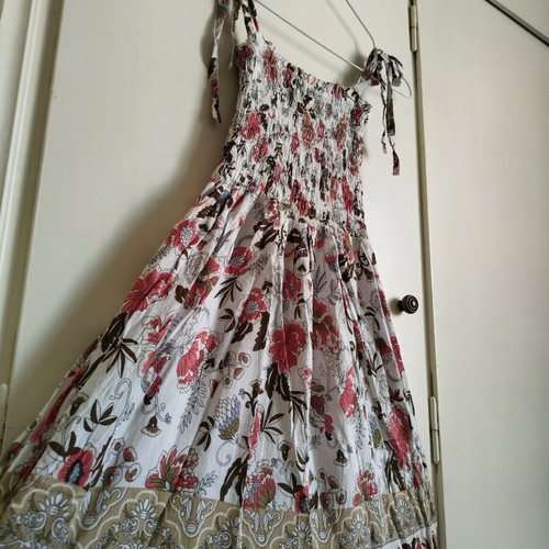Handmade boho floral dress one size new, smocked bust