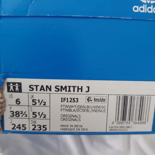 Adidas Stan Smith sneakers new, size 38 2/3, white and blue