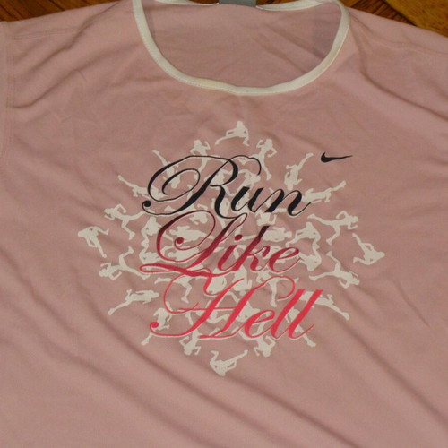 Nike Ladies Run Like Hell Jersey Womens Original Shirt Pink NEW