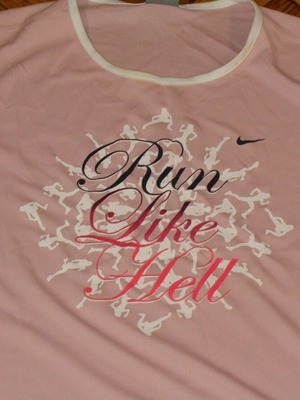 Nike Ladies Run Like Hell Jersey Womens Original Shirt Pink NEW